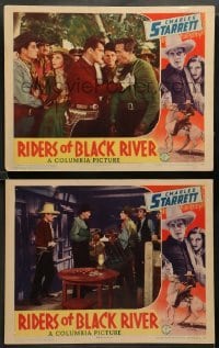 1w941 RIDERS OF BLACK RIVER 2 LCs '39 Charles Starrett, Iris Meredith & cowboys!