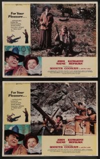 1w948 ROOSTER COGBURN 2 int'l LCs '75 John Wayne in title role with eyepatch & Katharine Hepburn!