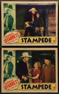 1w961 STAMPEDE 2 LCs '36 western cowboy Charles Starrett, pretty Finis Barton!