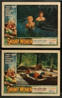 1w965 SWAMP WOMEN 2 LCs '56 Marie Windsor, Beverly Garland in Louisiana Bayou!