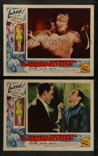 1w978 UNEARTHLY 2 LCs '57 super sexy Sally Todd, Johnson & Batanides, w/great monster image!