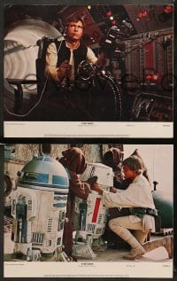 1w783 STAR WARS 3 color 11x14 stills '77 Luke, Han, Chewbacca, Vader, NSS 770021 with slugs!