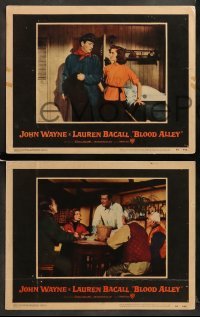 1w490 BLOOD ALLEY 7 LCs '55 cool images of John Wayne with Lauren Bacall, Mike Mazurki!