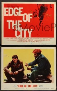1w130 EDGE OF THE CITY 8 LCs '56 Saul Bass TC design, you'll watch it from the edge of your seat!