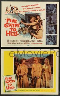1w147 FIVE GATES TO HELL 8 LCs '59 James Clavell, Dolores Michaels, Patricia Owens, girls w/guns!