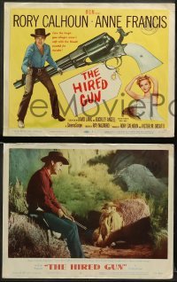 1w194 HIRED GUN 8 LCs '57 great images of cowboy Rory Calhoun + Chuck Connnors!