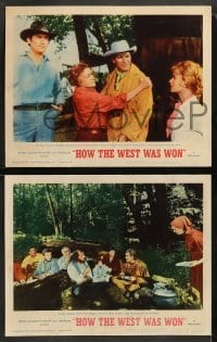 1w747 HOW THE WEST WAS WON 3 LCs '64 John Ford epic, Debbie Reynolds, Peck & all-star cast!