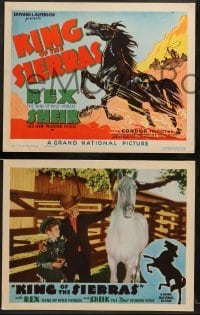 1w235 KING OF THE SIERRAS 8 LCs '38 great TC art of Rex, King of the Horses, chased by cowboys!