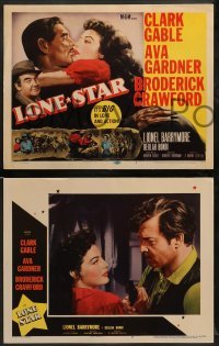 1w253 LONE STAR 8 LCs '52 cool western images of Clark Gable, sexy Ava Gardner, Crawford!