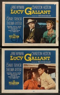 1w515 LUCY GALLANT 7 LCs '55 cowboy Charlton Heston, Jane Wyman, Thelma Ritter, Wallace Ford