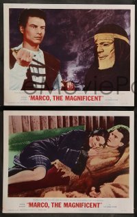 1w264 MARCO THE MAGNIFICENT 8 LCs '66 art of Orson Welles, Anthony Quinn & stars, Marco Polo!