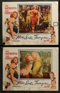 1w281 MISS SADIE THOMPSON 8 3D LCs '53 the soldiers can't take their eyes off of sexy Rita Hayworth!