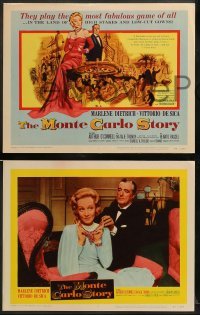 1w286 MONTE CARLO STORY 8 LCs '57 Dietrich, Vittorio De Sica, high stakes, low cut gowns, gambling!