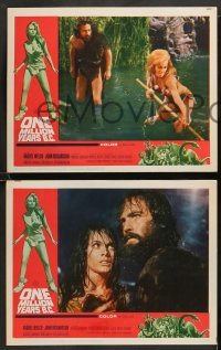 1w766 ONE MILLION YEARS B.C. 3 LCs '66 images of sexy cavewoman Raquel Welch and Martine Beswick!