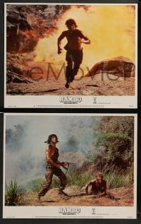 1w344 RAMBO FIRST BLOOD PART II 8 LCs '85 cool images of one man army Sylvester Stallone!