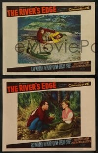1w559 RIVER'S EDGE 6 LCs '57 Ray Milland & Anthony Quinn, Debra Paget!