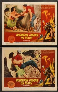 1w356 ROBINSON CRUSOE ON MARS 8 LCs '64 sci-fi images w/ Paul Mantee, Adam West, & a monkey!