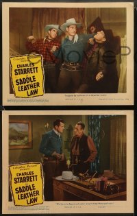 1w682 SADDLE LEATHER LAW 4 LCs '44 Sheriff Charles Starrett hits the thrill trail, Dub Taylor!
