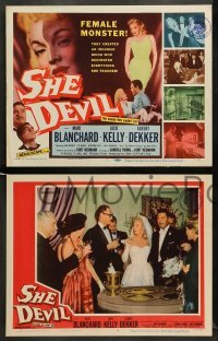 1w378 SHE DEVIL 8 LCs '57 sexy inhuman female monster who destroyed everything she touched!