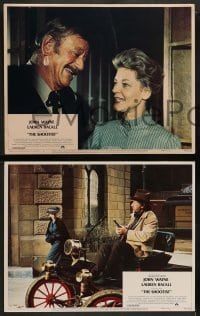 1w778 SHOOTIST 3 LCs '76 western images of John Wayne, Lauren Bacall, Richard Boone, Hugh O'Brian!