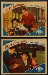 1w781 SMOKE LIGHTNING 3 LCs '33 George O'Brien & pretty Nell O'Day, from Zane Grey's Canyon Walls!