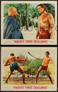 1w418 TARZAN'S THREE CHALLENGES 8 LCs '63 Edgar Rice Burroughs, Jock Mahoney, Woody Strode!