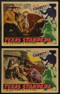 1w787 TEXAS STAMPEDE 3 LCs '39 western cowboy Charles Starrett, pretty Iris Meredith!
