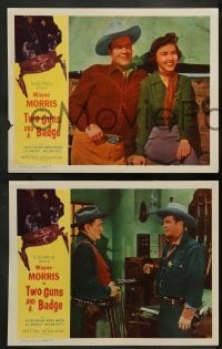 1w799 TWO GUNS & A BADGE 3 LCs '54 Wayne Morris & Beverly Garland in western action!
