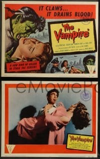 1w459 VAMPIRE 8 LCs '57 John Beal, it claws, it drains blood, images of monster & victim!