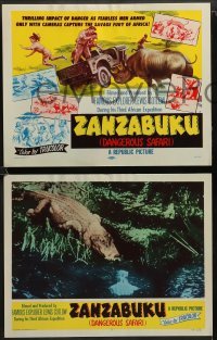 1w483 ZANZABUKU 8 LCs '56 Dangerous Safari, cool images of African natives & wildlife!