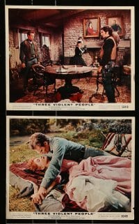 1x103 THREE VIOLENT PEOPLE 7 color 8x10 stills '56 images of sexy Anne Baxter & Charlton Heston!