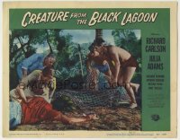 1y093 CREATURE FROM THE BLACK LAGOON LC #6 '54 divers Carlson & Denning catch the monster in net!