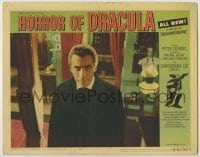 1y150 HORROR OF DRACULA LC #4 '58 best close up of smiling Christopher Lee as the vampire Count!