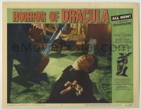 1y151 HORROR OF DRACULA LC #7 '58 vampire Christopher Lee cringes at the sight of the cross!