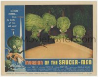 1y133 INVASION OF THE SAUCER MEN LC #2 '57 c/u of 4 cabbage head aliens making plans by car!