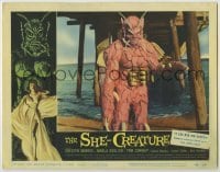 1y121 SHE-CREATURE LC #2 '56 best close up of the wild female monster from Hell under pier!