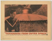 1y169 TEENAGERS FROM OUTER SPACE LC #5 '59 great close up of alien hoodlum standing by UFO!