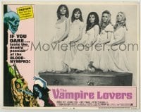 1y241 VAMPIRE LOVERS LC #6 '70 great close image of five sexy blood-nymphs standing on coffin!
