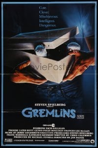 1z330 GREMLINS Aust 1sh '84 Joe Dante comedy, cute art of character at bus stop going to school!