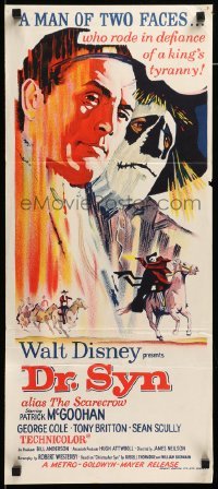1z332 DR. SYN ALIAS THE SCARECROW Aust daybill '62 Walt Disney, Patrick McGoohan as scarecrow!