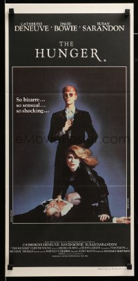1z334 HUNGER Aust daybill '83 vampire Catherine Deneuve & rocker David Bowie by Bourduge!