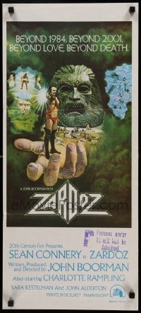 1z347 ZARDOZ Aust daybill '74 fantasy art of Sean Connery, beyond love, beyond death!