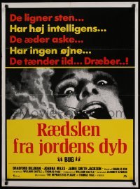 1z108 BUG Danish '76 wild horror image of screaming girl on phone with flaming insect!