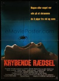 1z111 DEADLY BLESSING Danish '82 Wes Craven, creepy image of spider dangling over woman's mouth!