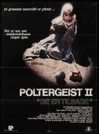 1z131 POLTERGEIST II Danish '86 great image of Heather O'Rourke talking to ghost on toy phone!