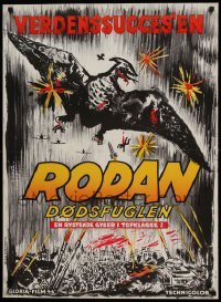 1z136 RODAN Danish '60 Ishiro Honda, art of entire army attacking The Flying Monster!