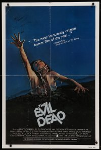 1z409 EVIL DEAD signed 1sh '83 by Bruce Campbell, Sam Raimi cult classic, best horror art!