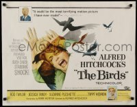 1z008 BIRDS 1/2sh '63 director Alfred Hitchcock shown, Tippi Hedren, classic attack artwork!