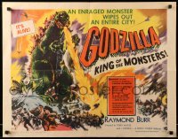 1z017 GODZILLA style A 1/2sh '56 Gojira, great art of enraged monster wiping out an entire city!