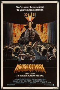 1z436 HOUSE OF WAX 1sh R81 3-D, great Salk art of Vincent Price with candle over audience!